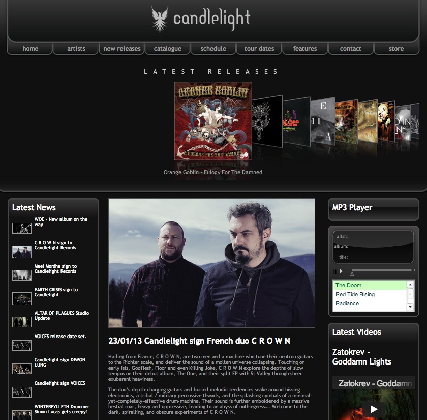 , le duo colmarien CROWN rejoint le label anglais CANDLELIGHT RECORDS